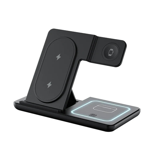 (For iPhone) Foldable 3 In 1 Night LED Light Wireless Charger Stand For iPhone