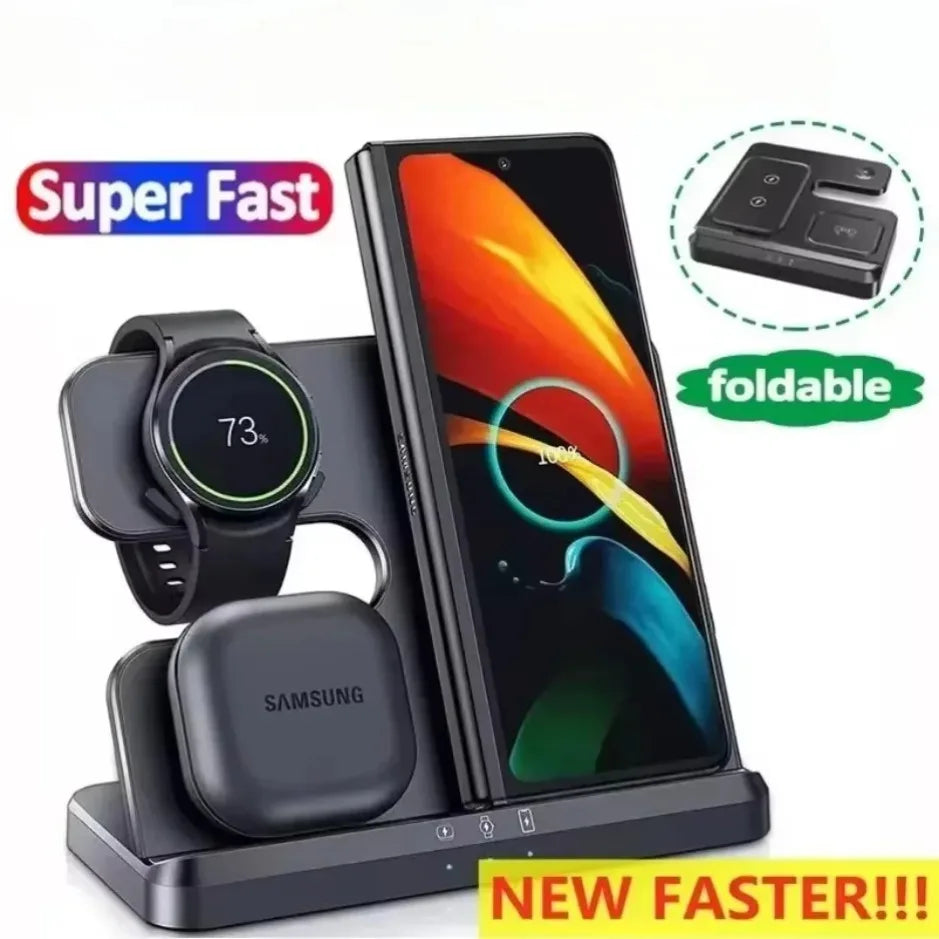 (For Samsung) 100W 3 In 1 Super Fast Wireless Charger Station