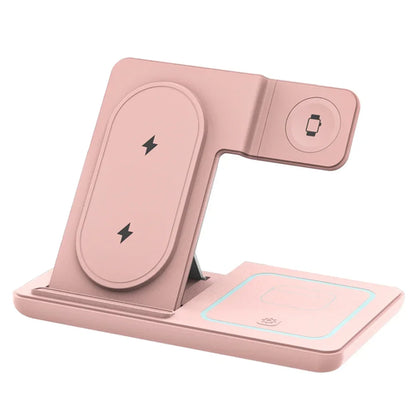 (For iPhone) Foldable 3 In 1 Night LED Light Wireless Charger Stand For iPhone